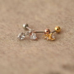 シンプル ハートキュービック ドロップ ピアッシング Piercing 10000won