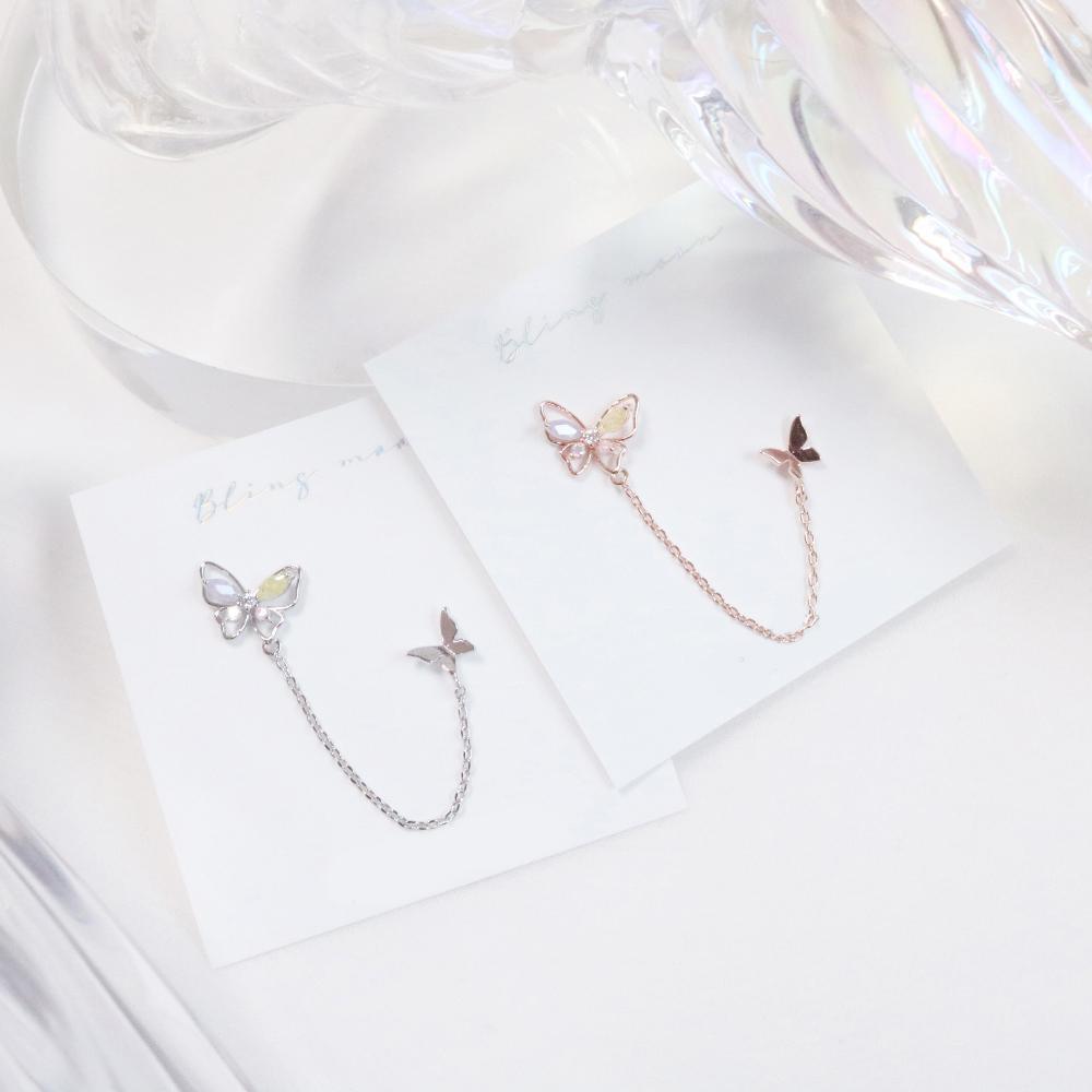 Spring Butterfly Two pin ピアス Earrings bling moon