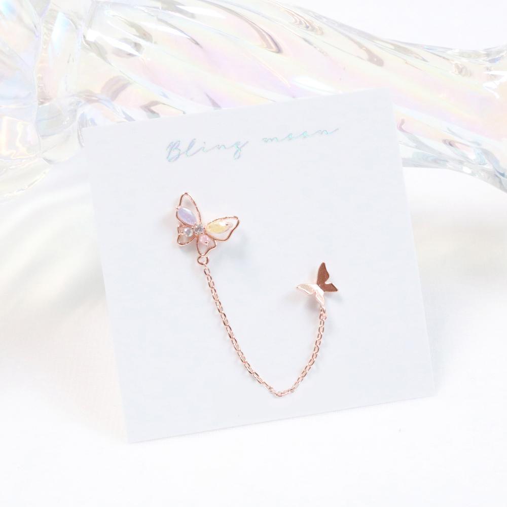 Spring Butterfly Two pin ピアス Earrings bling moon