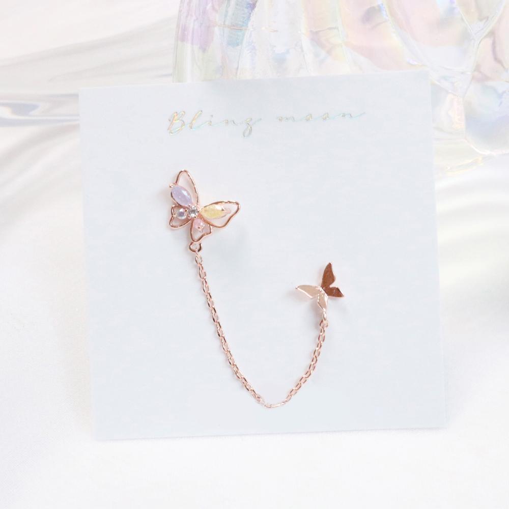 Spring Butterfly Two pin ピアス Earrings bling moon