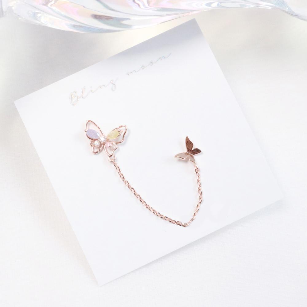 Spring Butterfly Two pin ピアス Earrings bling moon