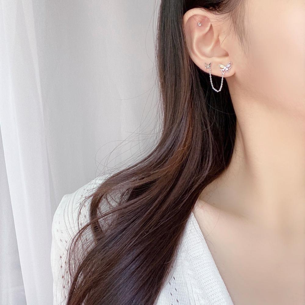 Spring Butterfly Two pin ピアス Earrings bling moon