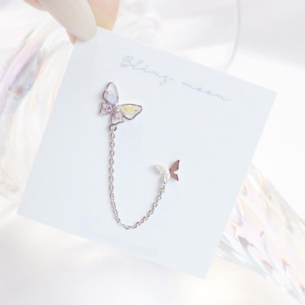Spring Butterfly Two pin ピアス Earrings bling moon
