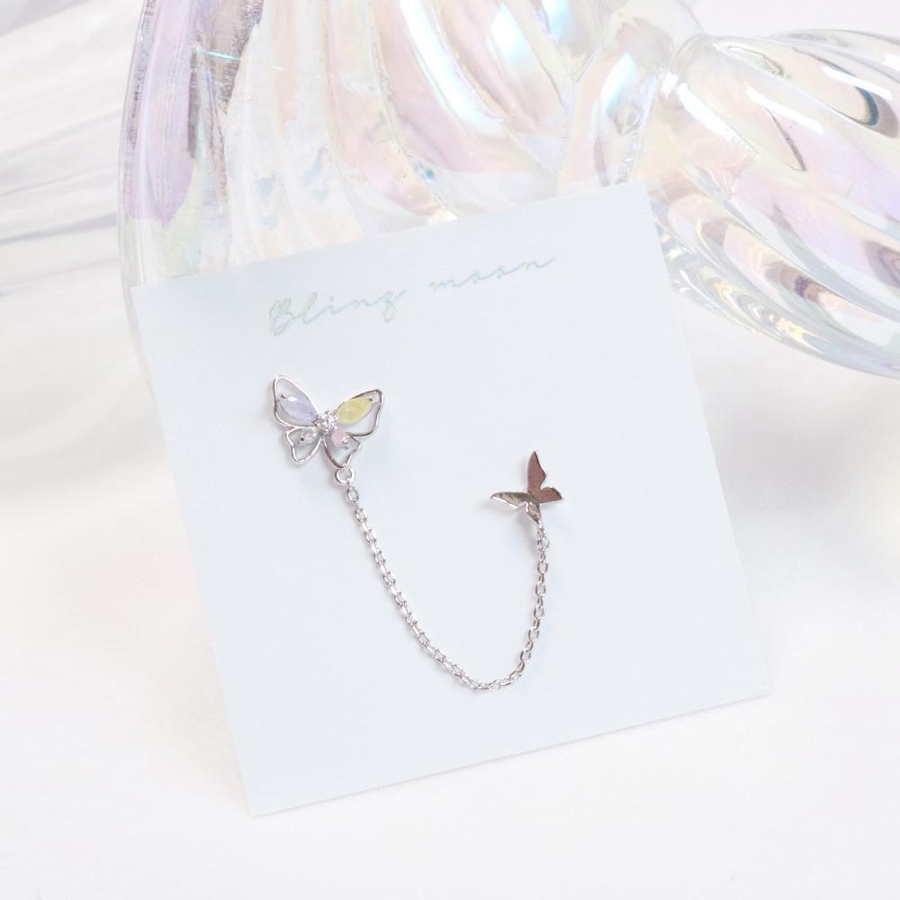 Spring Butterfly Two pin ピアス Earrings bling moon