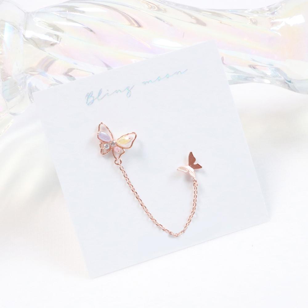 Spring Butterfly Two pin ピアス Earrings bling moon