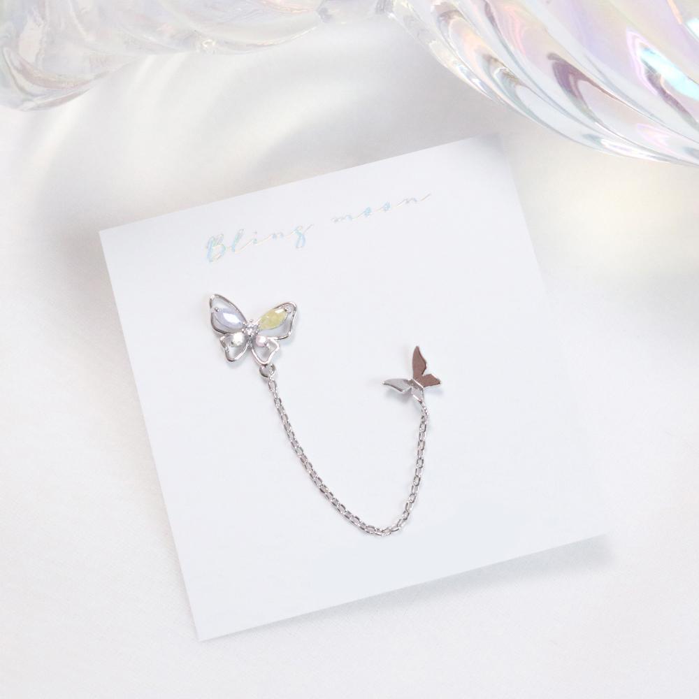 Spring Butterfly Two pin ピアス Earrings bling moon
