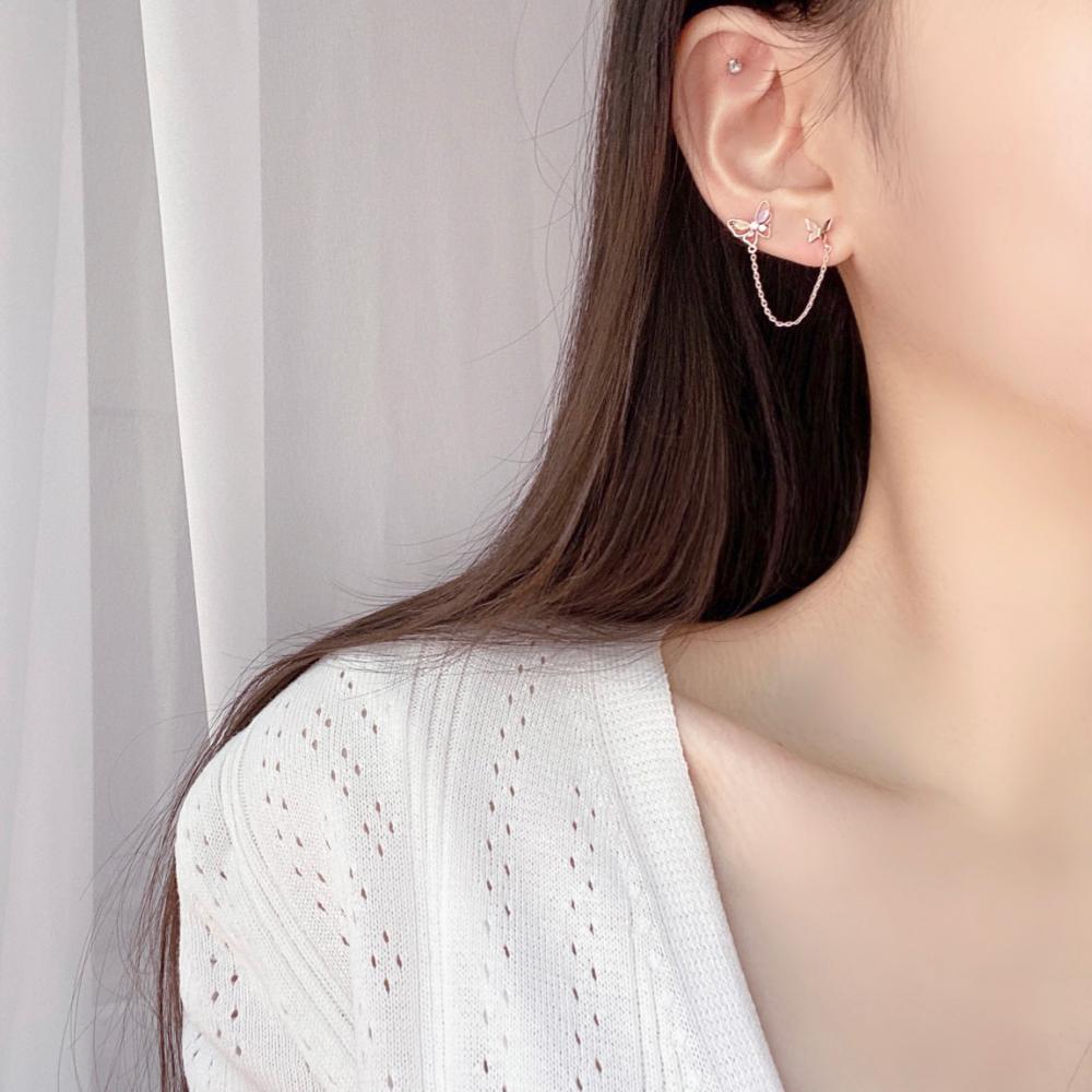 Spring Butterfly Two pin ピアス Earrings bling moon