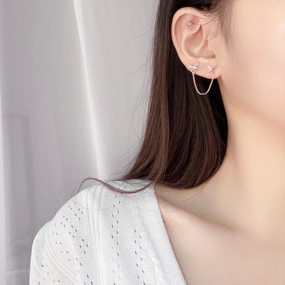 Spring Butterfly Two pin ピアス Earrings bling moon