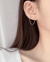 Spring Butterfly Two pin ピアス Earrings bling moon