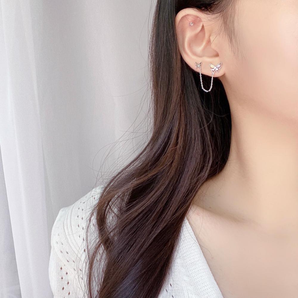 Spring Butterfly Two pin ピアス Earrings bling moon