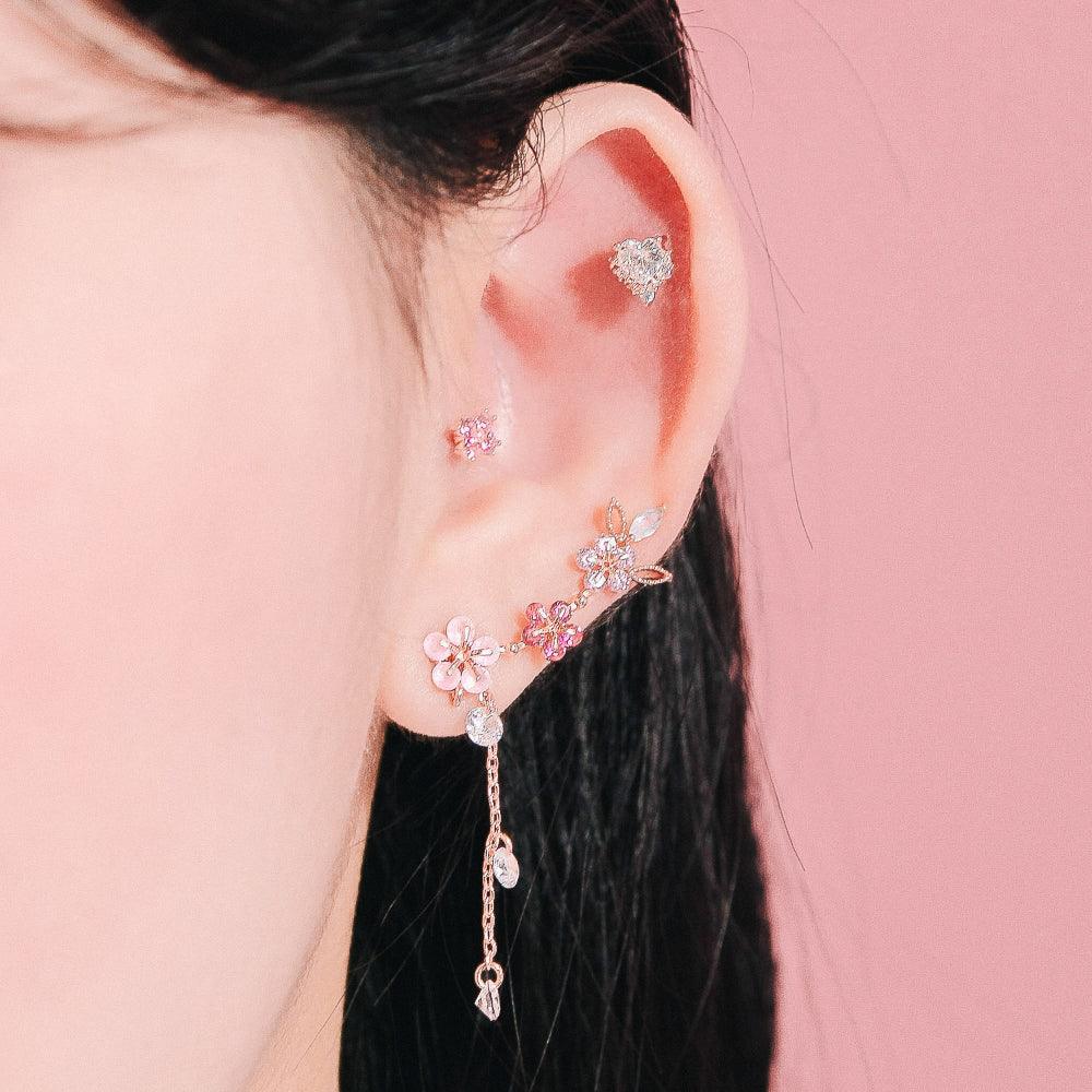 Sunny side upイヤーカフ&ピアス Earrings pink-rocket