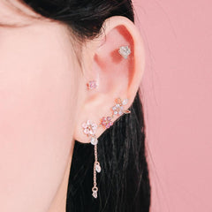 Sunny side upイヤーカフ&ピアス Earrings pink-rocket