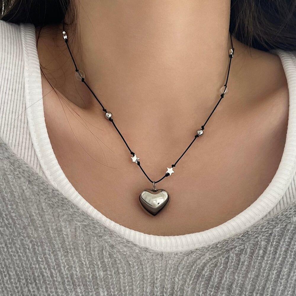 スター&ボール ミックス ハート ネックレス necklace younglong-seoul