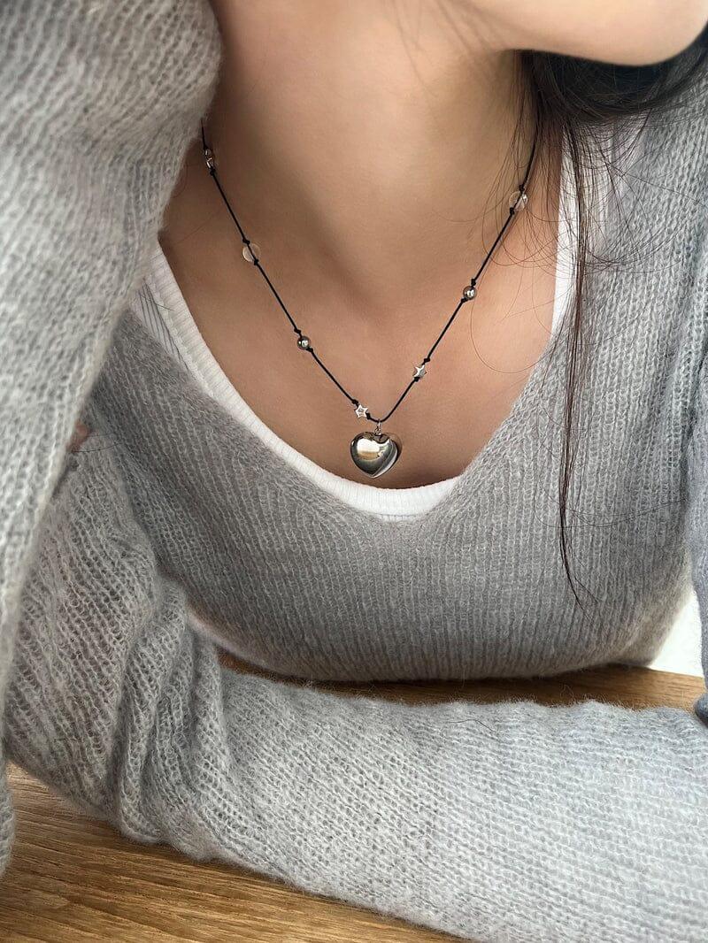 スター&ボール ミックス ハート ネックレス necklace younglong-seoul