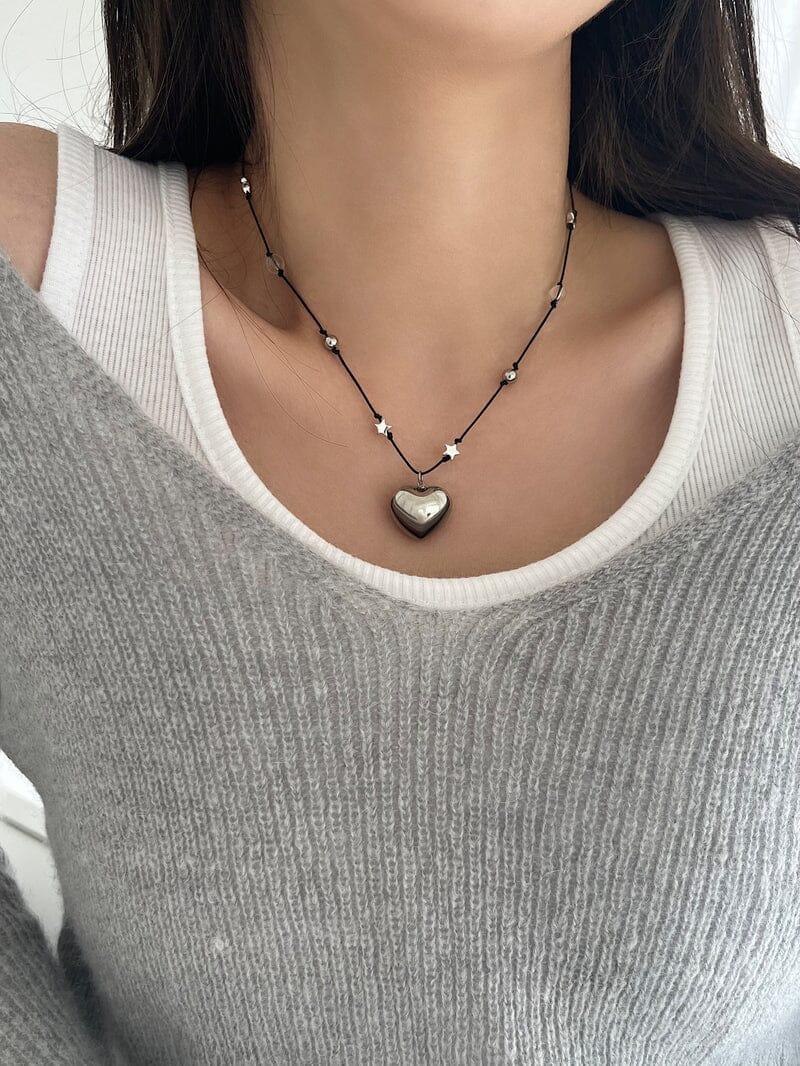 スター&ボール ミックス ハート ネックレス necklace younglong-seoul