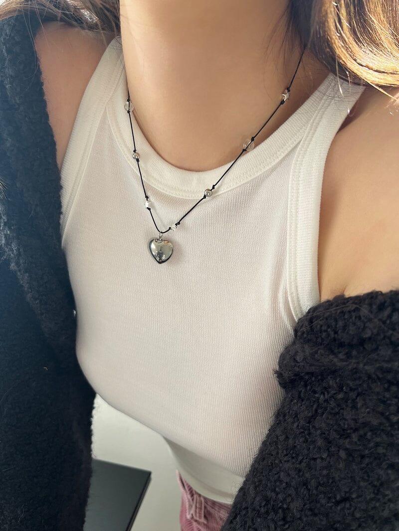 スター&ボール ミックス ハート ネックレス necklace younglong-seoul