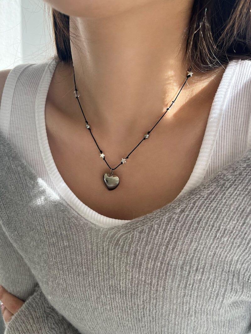 スター&ボール ミックス ハート ネックレス necklace younglong-seoul