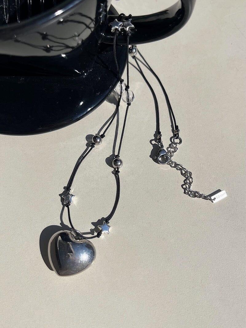 スター&ボール ミックス ハート ネックレス necklace younglong-seoul