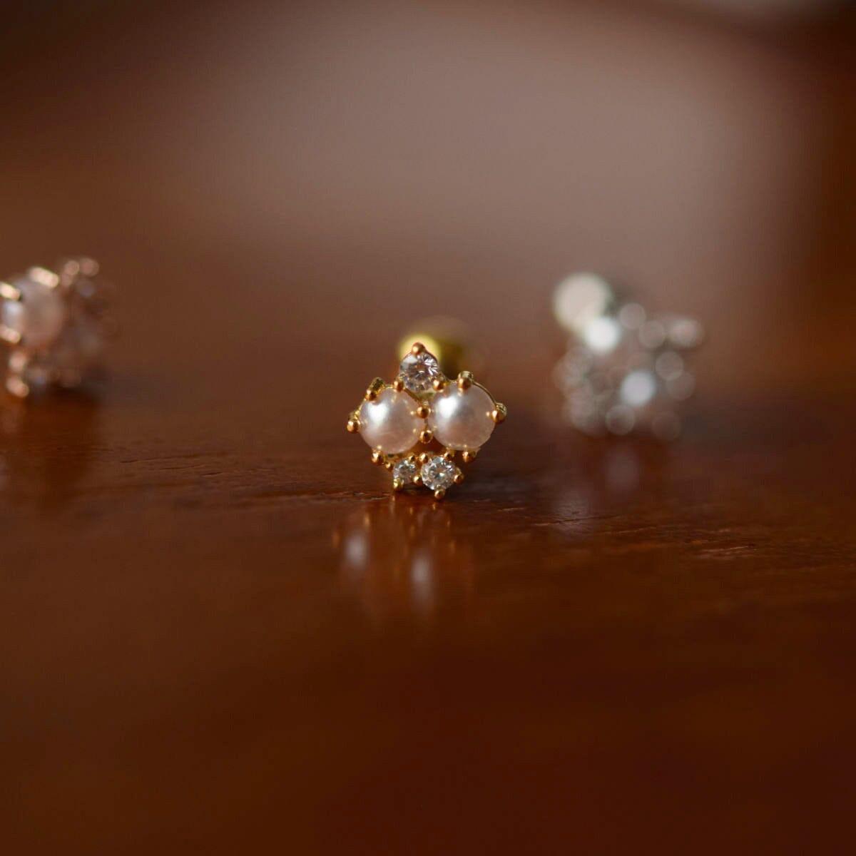 ツイン パール キュービック ピアッシング Piercing 10000won