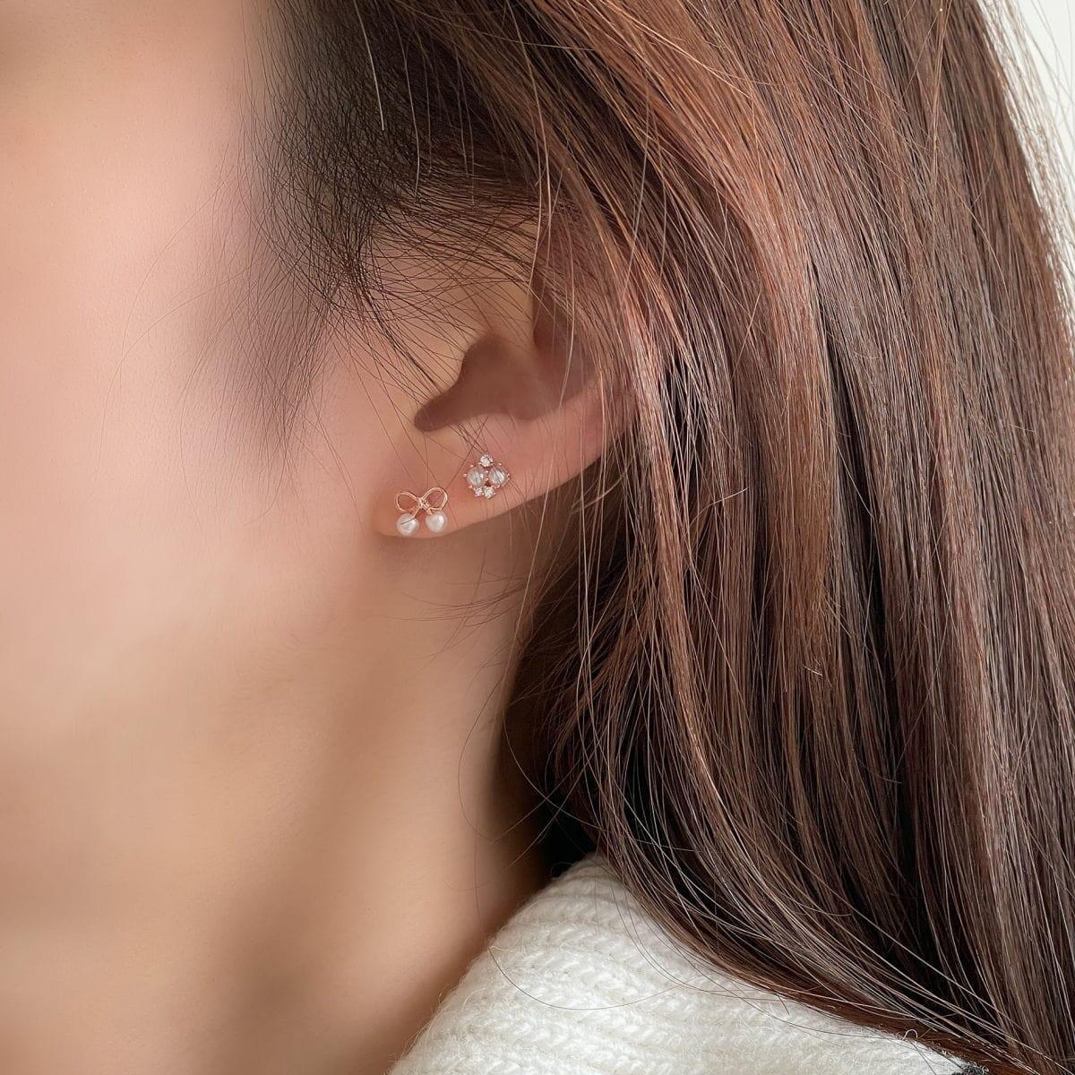 ツイン パール キュービック ピアッシング Piercing 10000won