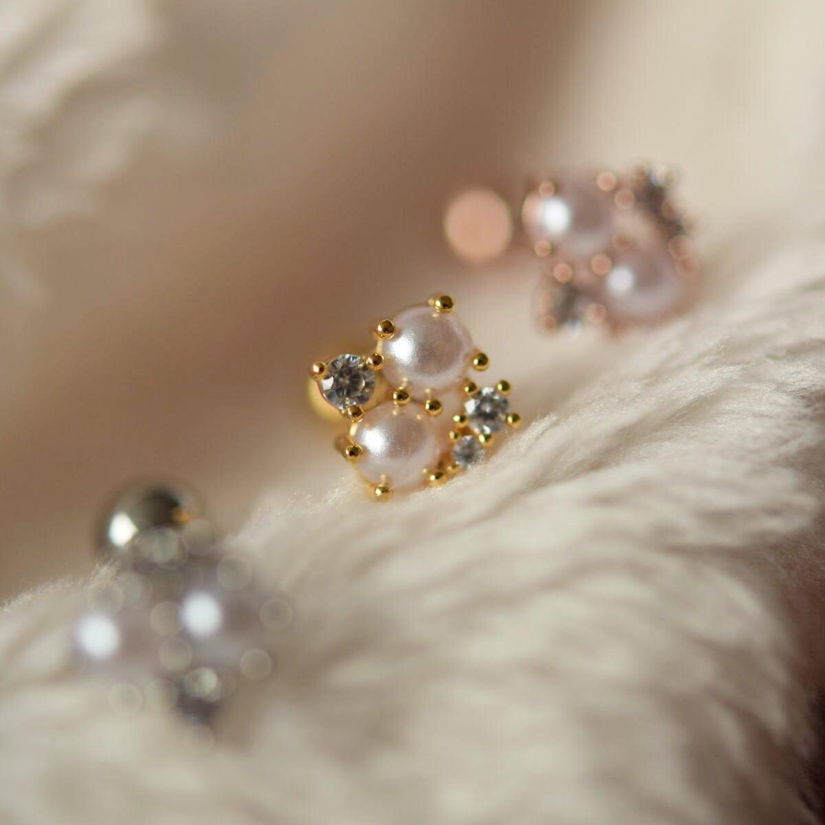 ツイン パール キュービック ピアッシング Piercing 10000won