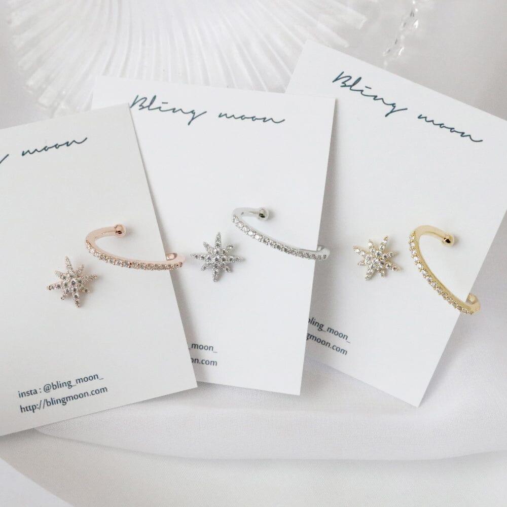 ツーウェイ トゥイン ピアス イヤーカフ Earrings bling moon