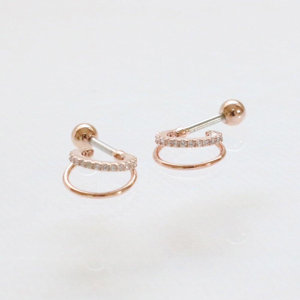 Two line Cubic リング・ピアッシング Piercing bling moon 