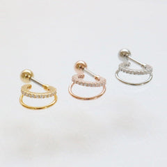 Two line Cubic リング・ピアッシング Piercing bling moon 