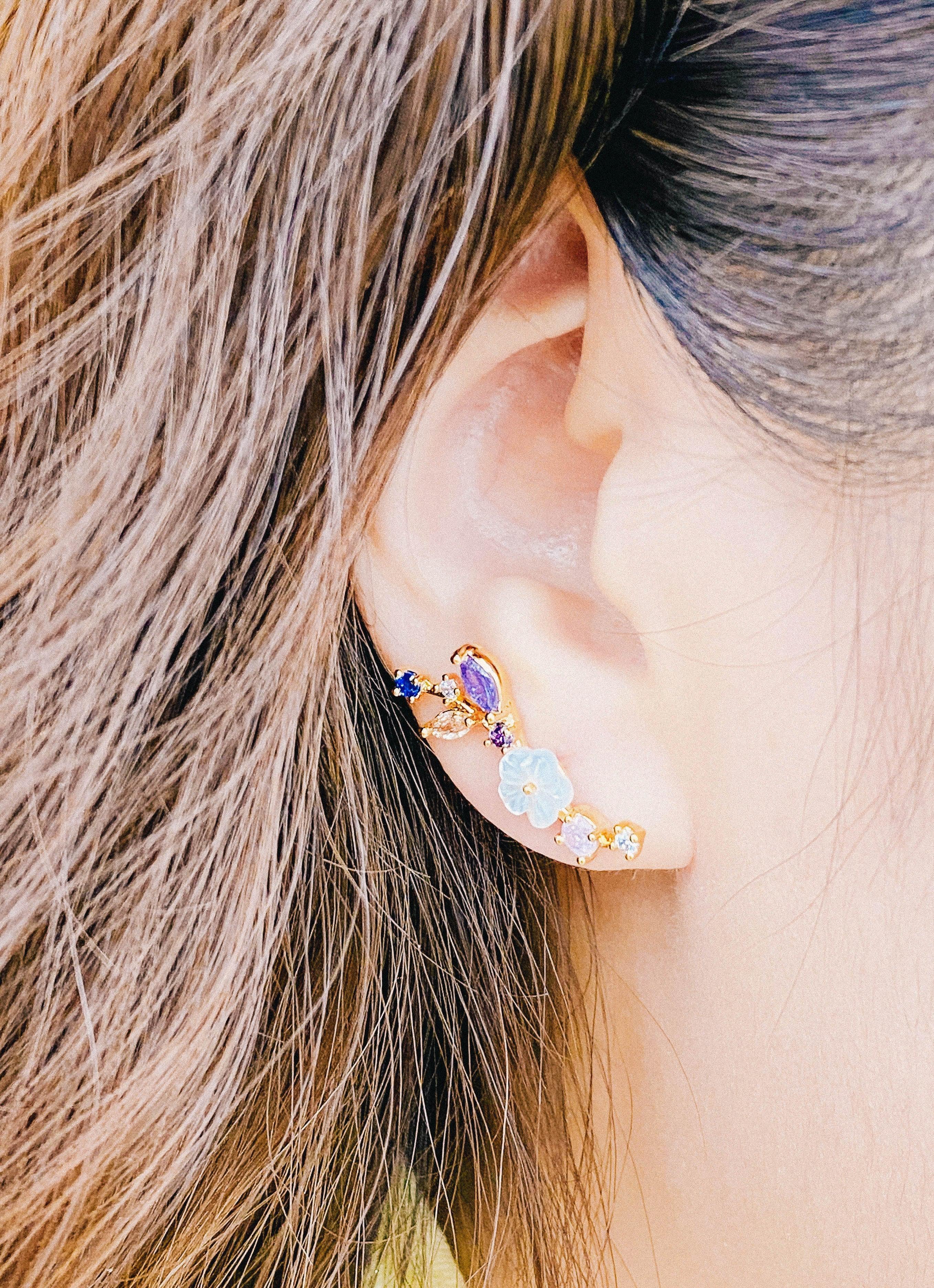 ヴァイオレットフラワーピアス Earrings anything else
