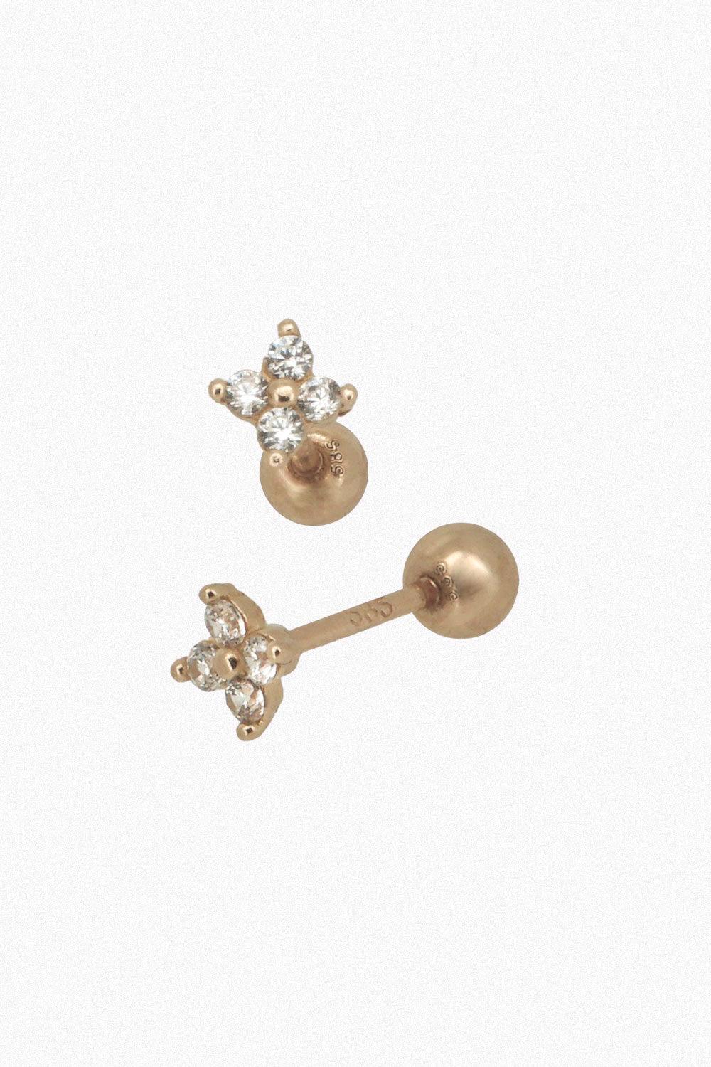 14k quattro flower piercing earrings - 4MiLi (フォーミリ)