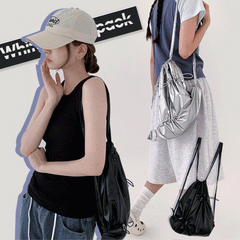 有光 レザー ストリング バックパック (2Color) 韓国バッグ
