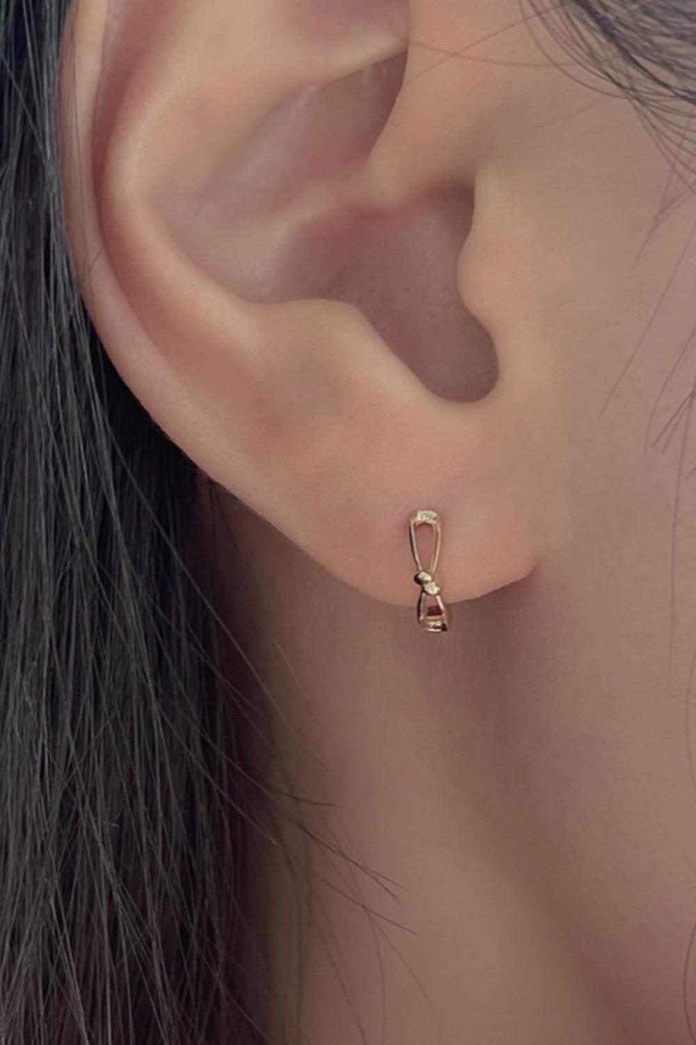 14k ribbon line one touch ring earrings (1pair) - 4MiLi (フォーミリ)
