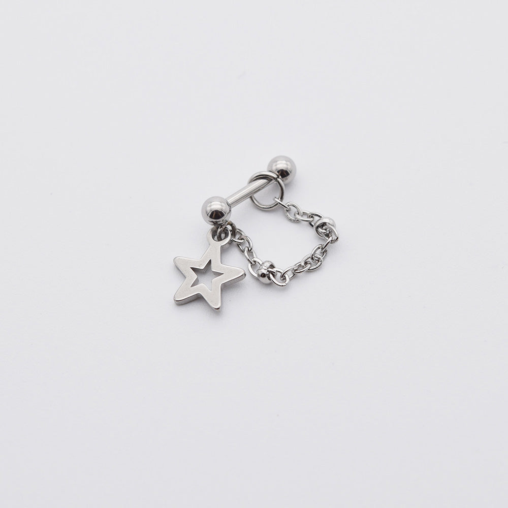 [全サージカル]スターライン ドロップ チェーン ピアス 16G ボディピアス キャッチ 10000.made