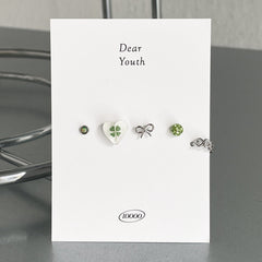 [Set of 5] [Surgical] Lucky Four Leaf Clover 16G Body Piercing Back Piercing Cartilage Piercing 