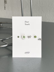 [Set of 5] [Surgical] Lucky Four Leaf Clover 16G Body Piercing Back Piercing Cartilage Piercing 