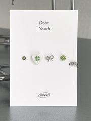 [Set of 5] [Surgical] Lucky Four Leaf Clover 16G Body Piercing Back Piercing Cartilage Piercing 