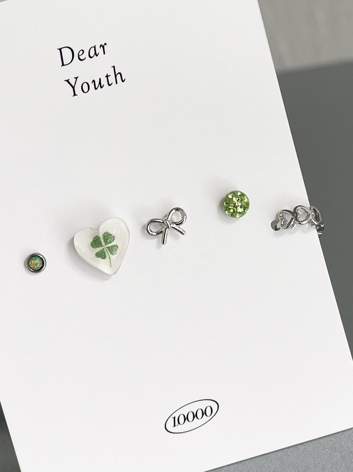 [Set of 5] [Surgical] Lucky Four Leaf Clover 16G Body Piercing Back Piercing Cartilage Piercing 