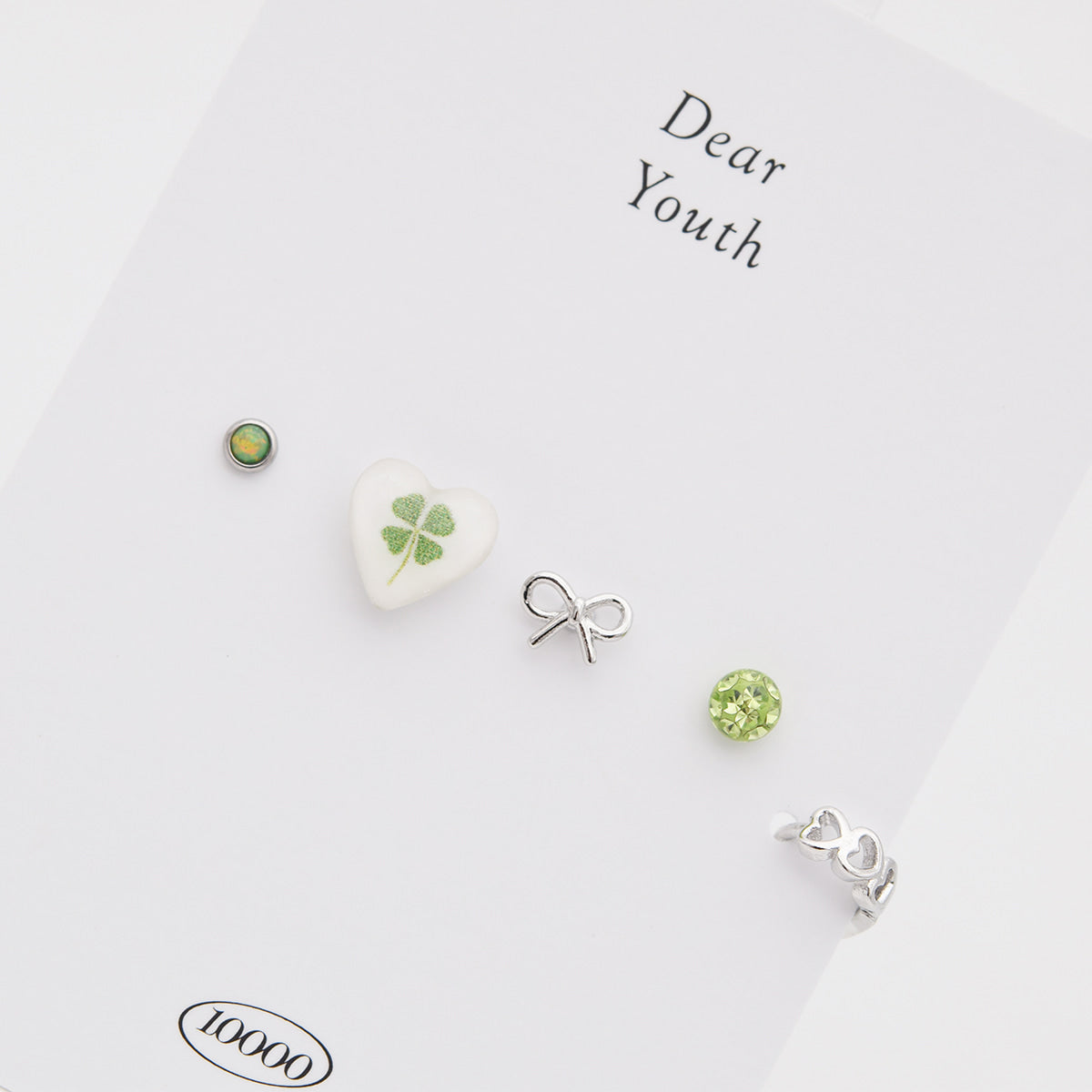 [Set of 5] [Surgical] Lucky Four Leaf Clover 16G Body Piercing Back Piercing Cartilage Piercing 