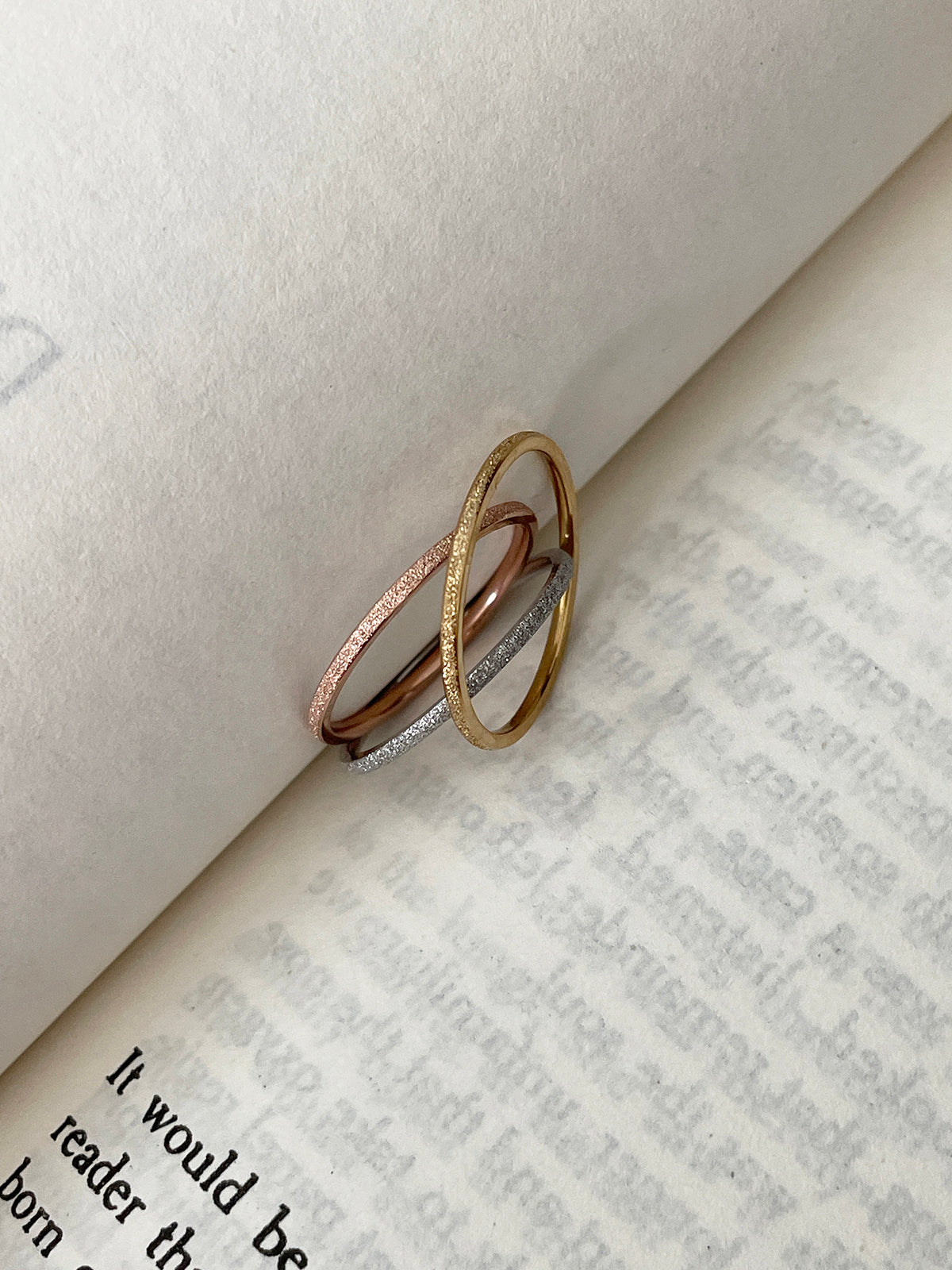 サージカル 1mm パール サンディングリング 極細 シンプル 重ね付け 指輪