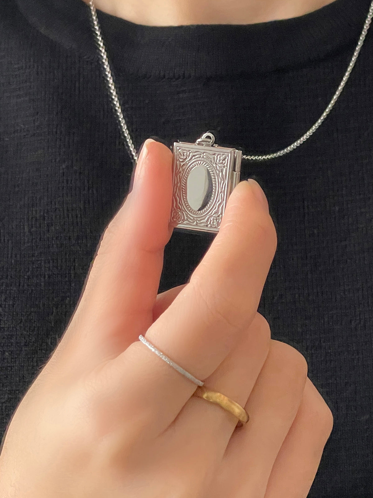 サージカル 1mm パール サンディングリング 極細 シンプル 重ね付け 指輪