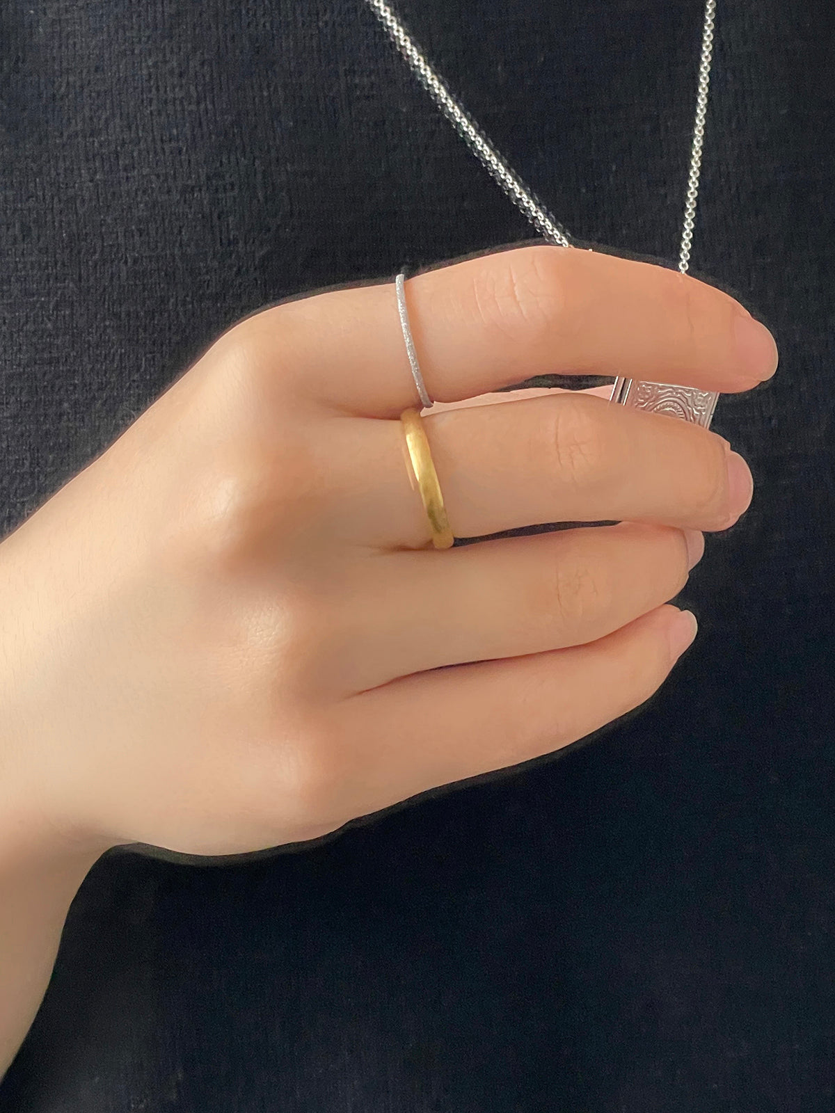 サージカル 1mm パール サンディングリング 極細 シンプル 重ね付け 指輪