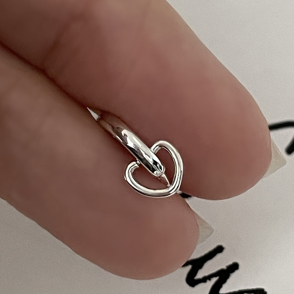 [925 Silver]ハートライン ワンタッチリングピアス