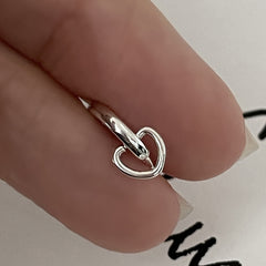 [925 Silver]ハートライン ワンタッチリングピアス