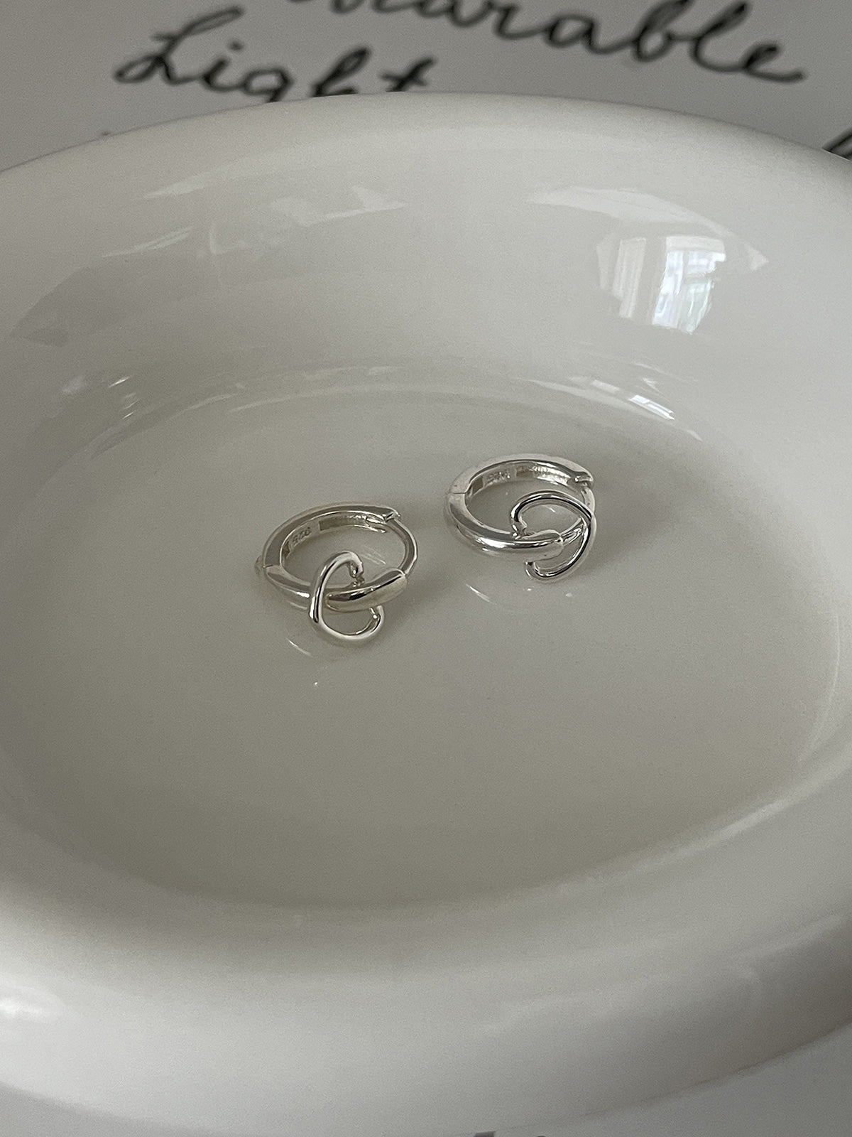 [925 Silver]ハートライン ワンタッチリングピアス