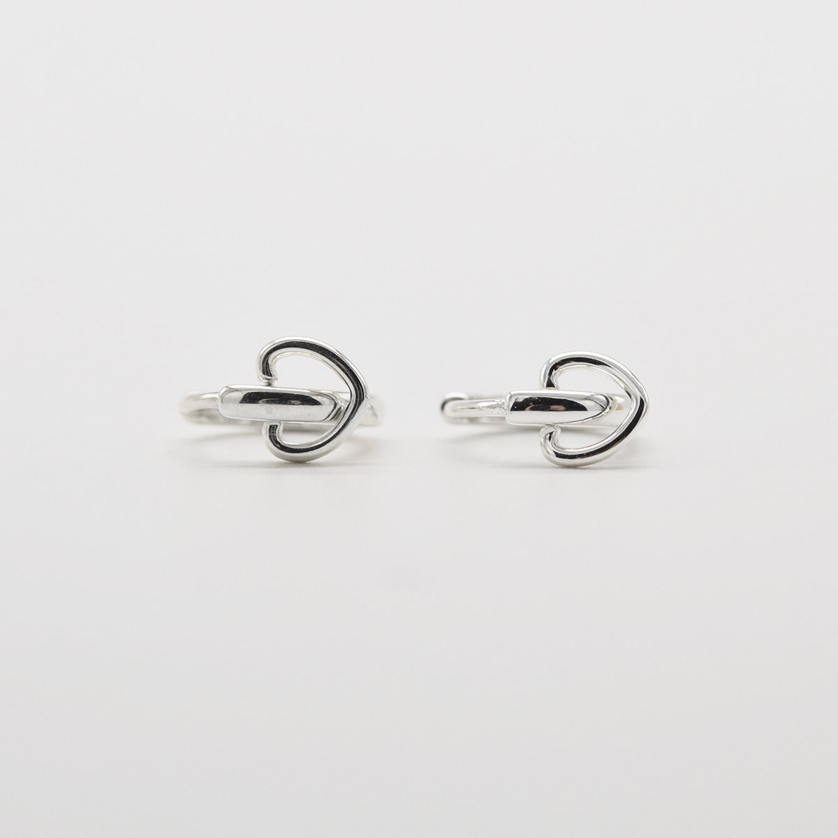 [925 Silver]ハートライン ワンタッチリングピアス