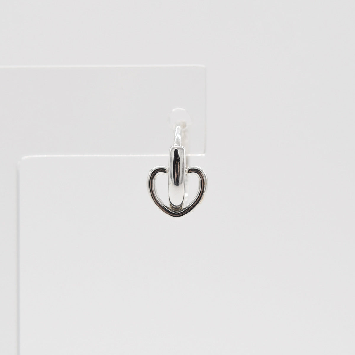 [925 Silver]ハートライン ワンタッチリングピアス