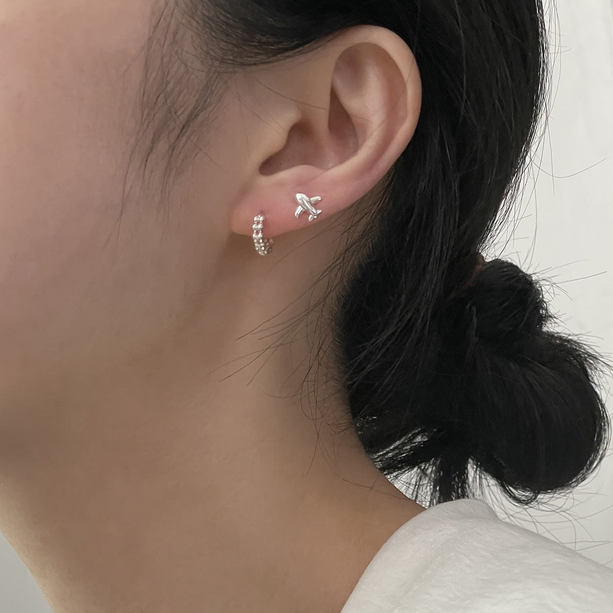 [925 Silver]ミニマル ウィーン ワンタッチ フープピアス リングピアス
