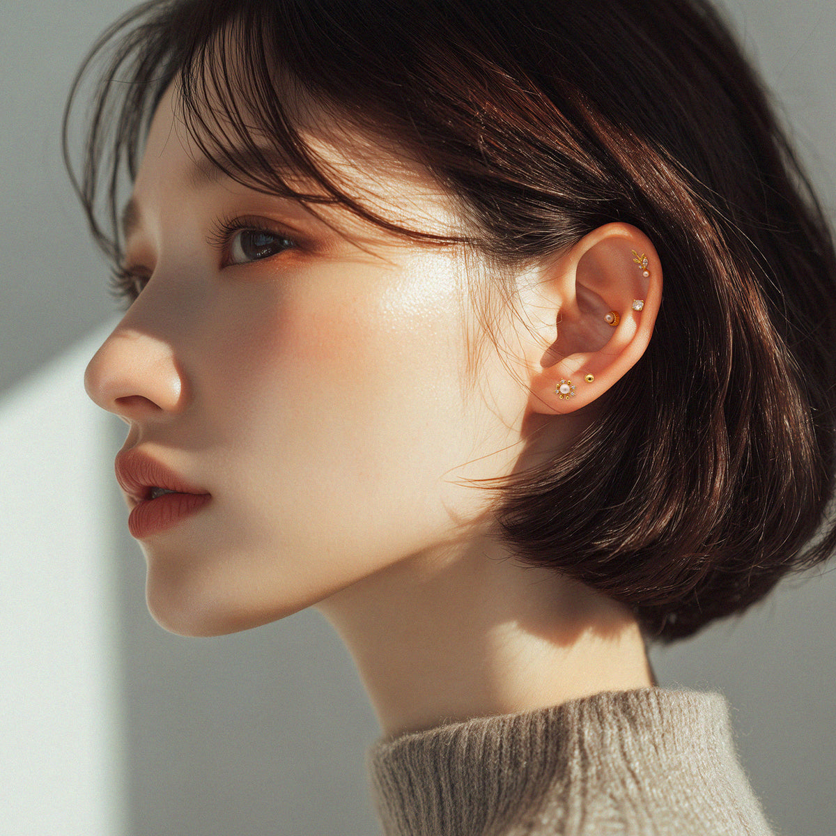[ชุด 5 ชิ้น] [ผ่าตัด] ชุดเจาะรูปไอศกรีมถั่ว 16G เจาะร่างกาย เจาะหลัง เจาะกระดูกอ่อน 