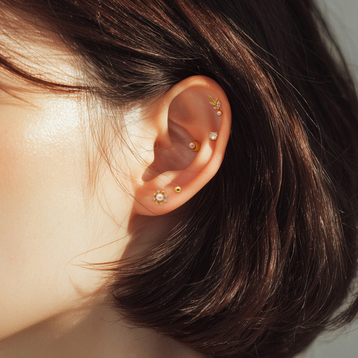 [ชุด 5 ชิ้น] [ผ่าตัด] ชุดเจาะรูปไอศกรีมถั่ว 16G เจาะร่างกาย เจาะหลัง เจาะกระดูกอ่อน 