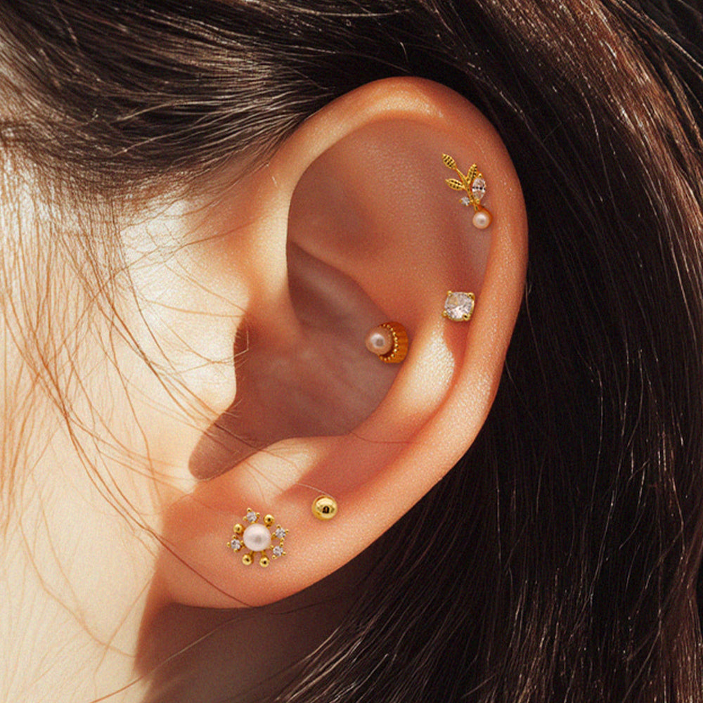 [ชุด 5 ชิ้น] [ผ่าตัด] ชุดเจาะรูปไอศกรีมถั่ว 16G เจาะร่างกาย เจาะหลัง เจาะกระดูกอ่อน 